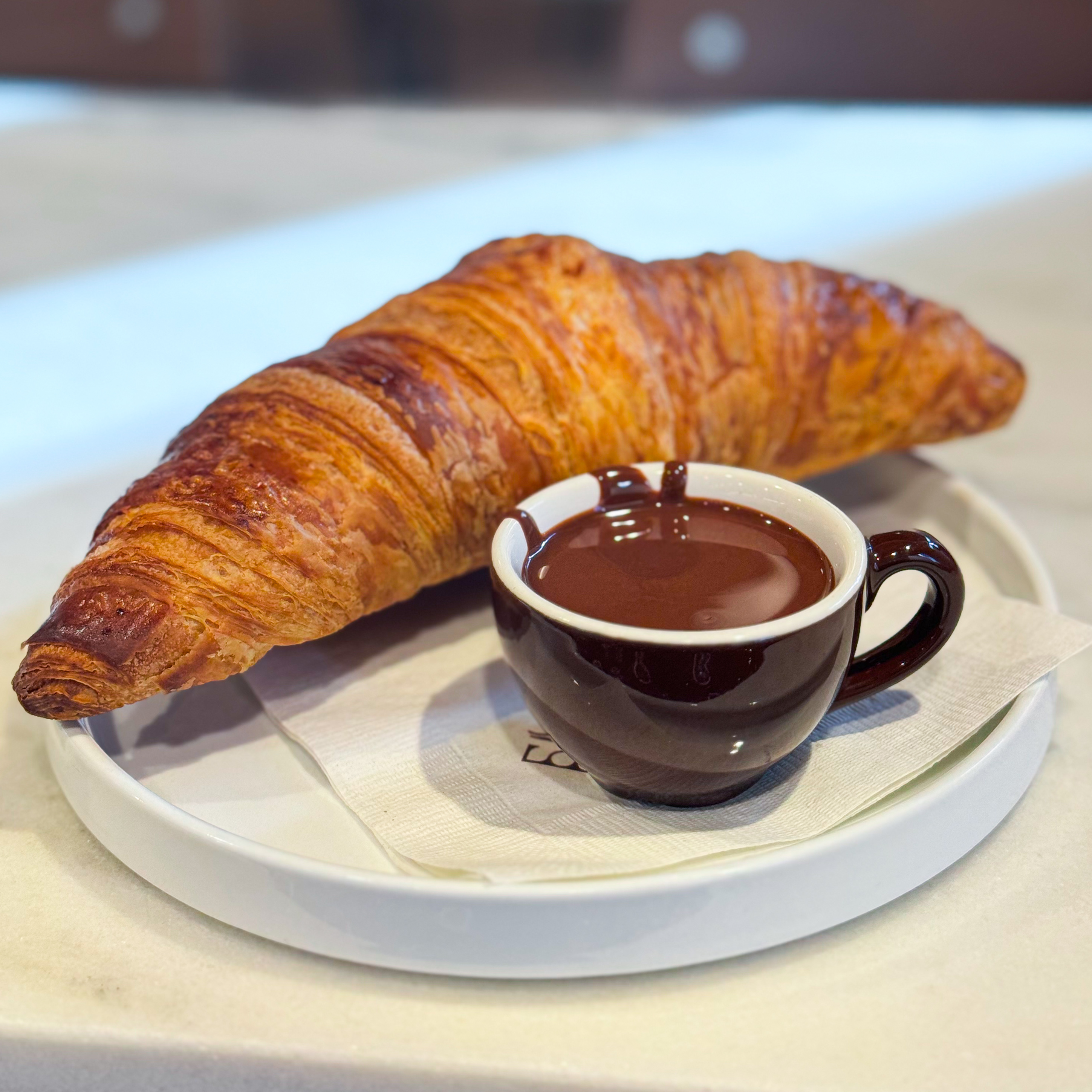 classic croissant with chocolate hazelnut dipping sauce