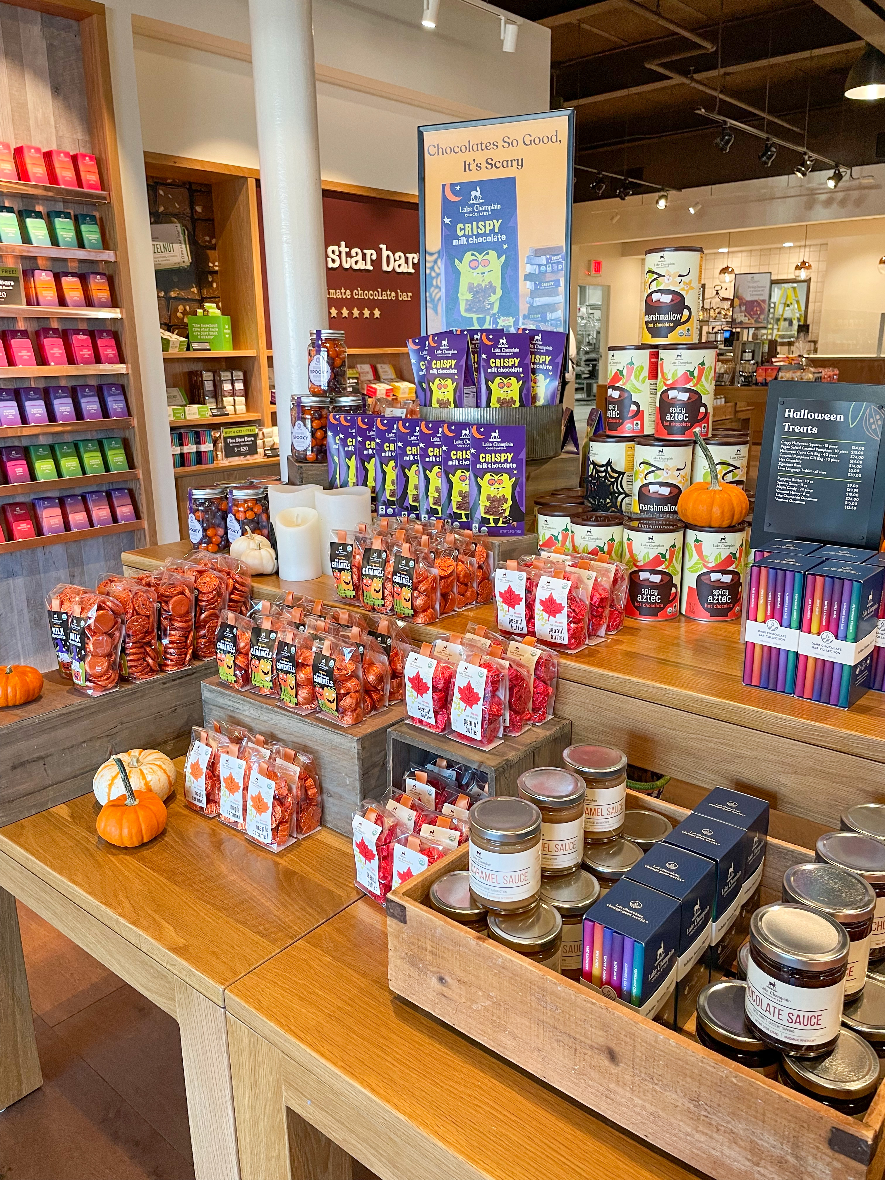 Halloween chocolates display at Lake Champlain Chocolates Flagship Store