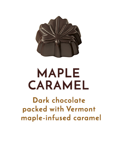 dark chocolate Vermont maple caramel leaf