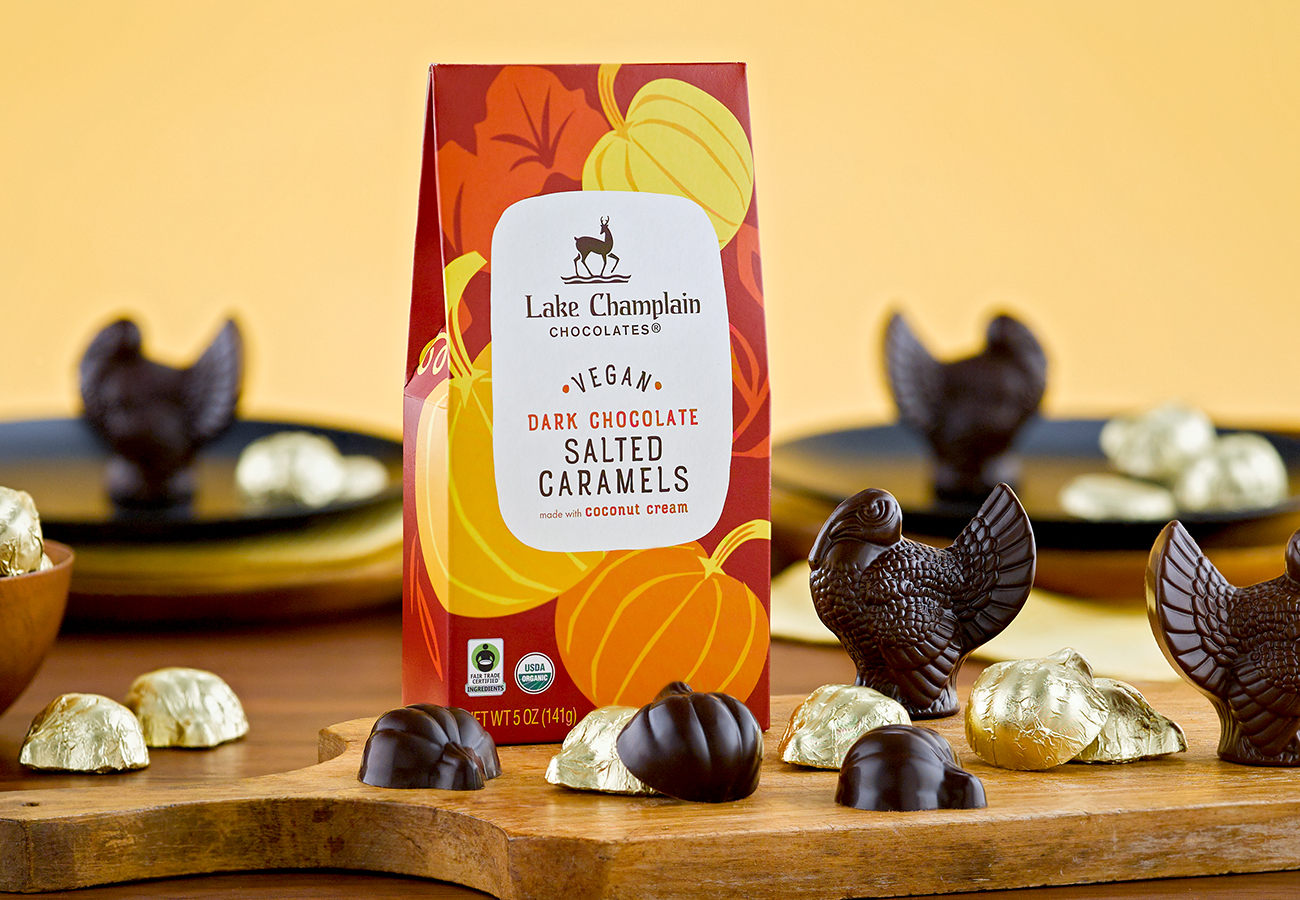 Chocolate Pumpkins: Vegan Salted Caramel | Lake Champlain Chocolates