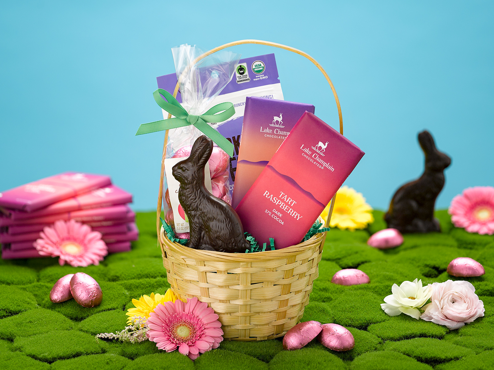 Send Easter Baskets: Organic Dark Chocolate Easter Basket Delivery