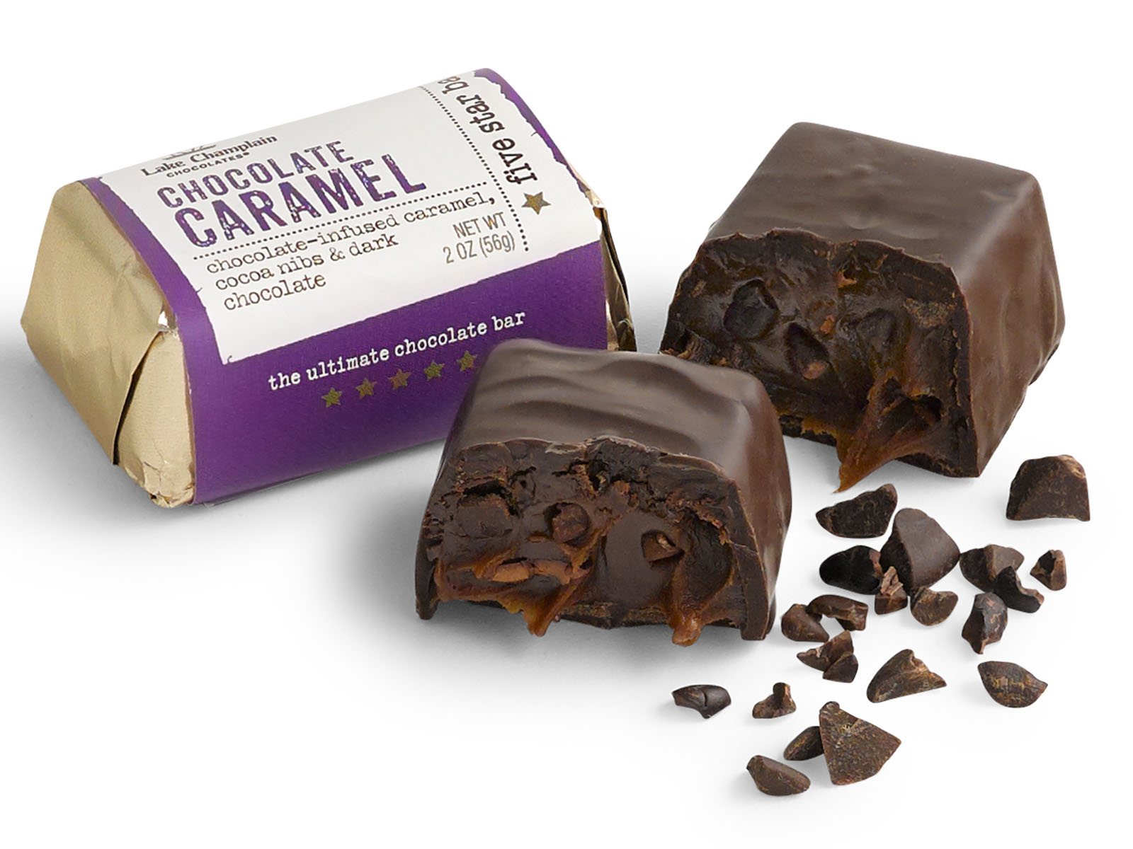 Chocolate Caramel Candy Bars: 5 Star Bar with Cacao Nibs