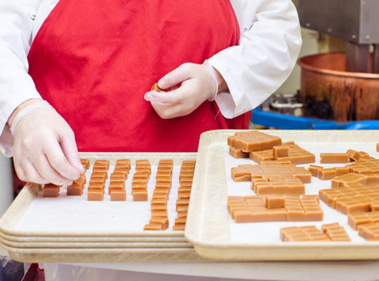 arranging apple cider caramels