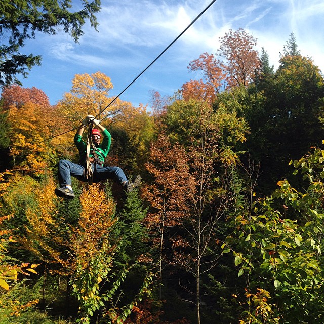 ziplining through the Vermont fall foliage