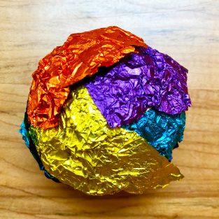 ball of colorful foil wrappers