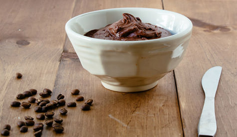 bowl of mocha buttercream frosting