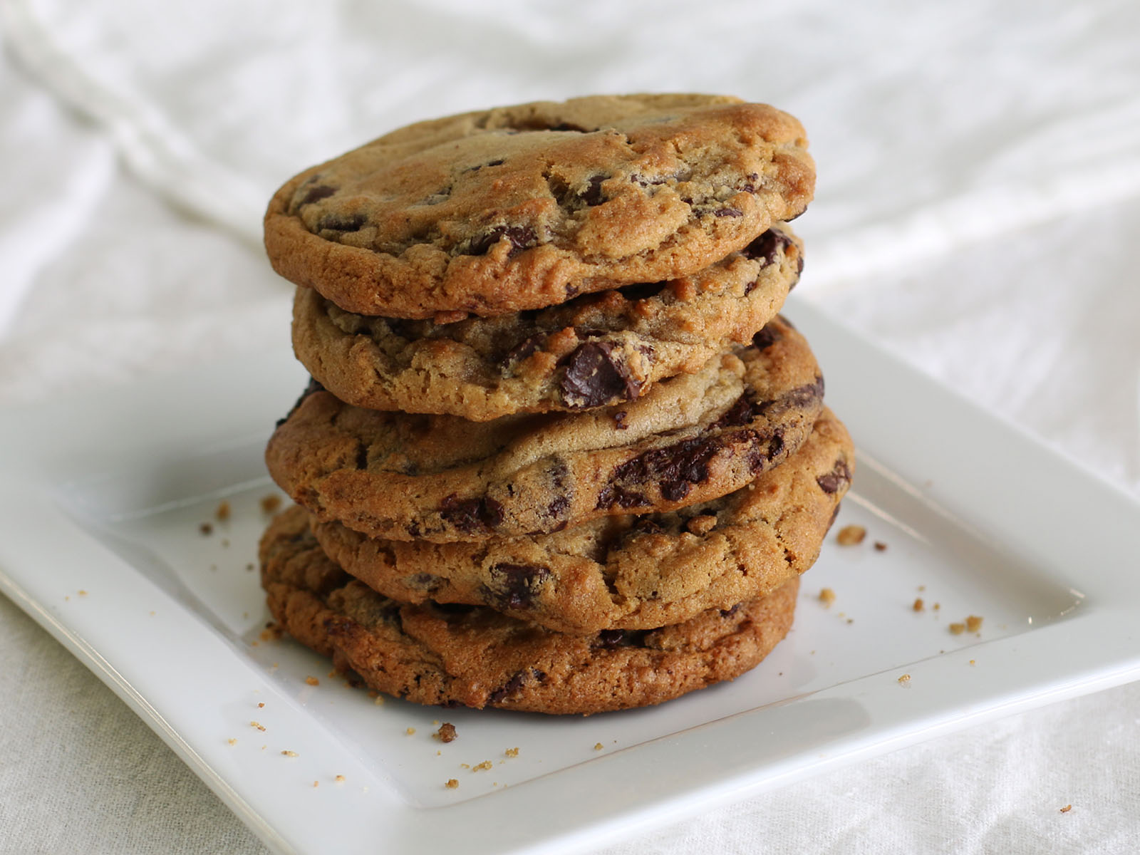 plate of chocolate chip cookies