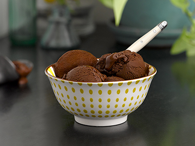 bowl of vegan chocolate sorbet