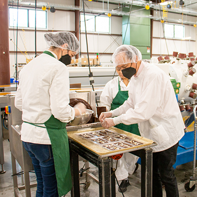 Chris Bohjalian in the Lake Champlain Chocolates factory