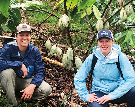 Eric and Ellen Lampman at a cocoa farm