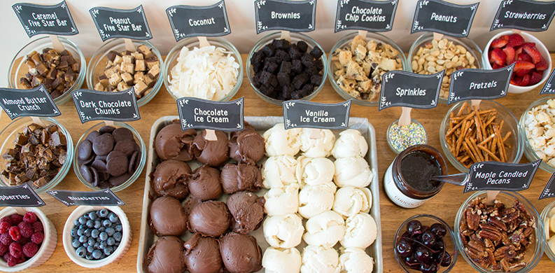 ice cream sundae bar setup