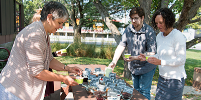 LCC employees enjoying the ice cream sundae bar