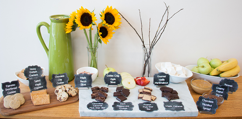 indoor s'more bar setup