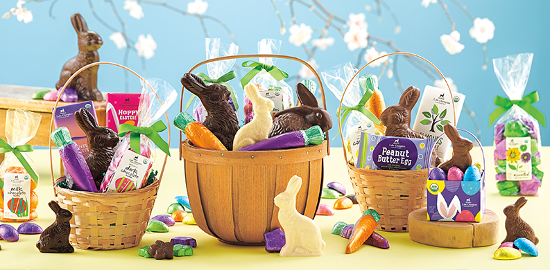 beautiful Easter baskets filled with premium chocolate