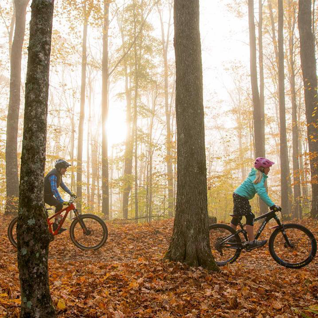 mountain biking through the Vermont fall foliage