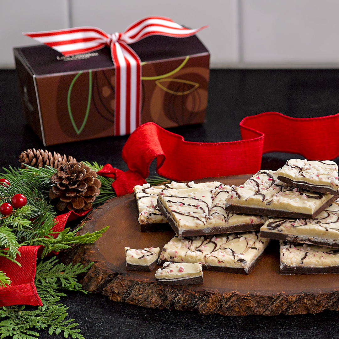 gift box of organic peppermint bark