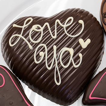 chocolate raspberry truffle personalized heats with sweet Valentine's Day sayings