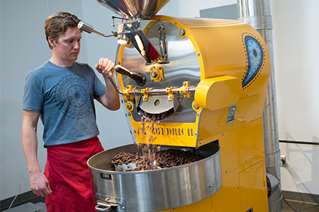 Eric roasting cocoa beans