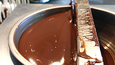 dark chocolate being tempered