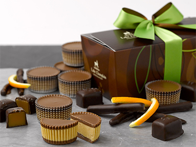 gift box filled with a trio of handcrafted gourmet chocolates