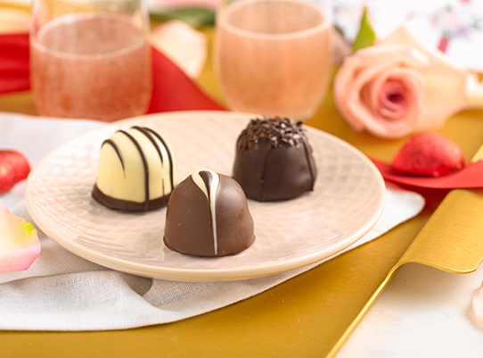 a plate of gourmet valentine truffles