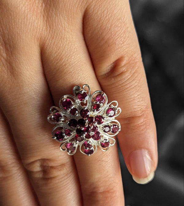 inel argint 925-rhodolit