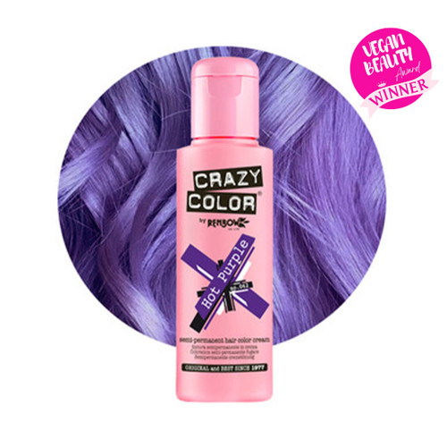 Crazy Color Semi-Permanent Hair Dye Hot Purple Bottle Swatch