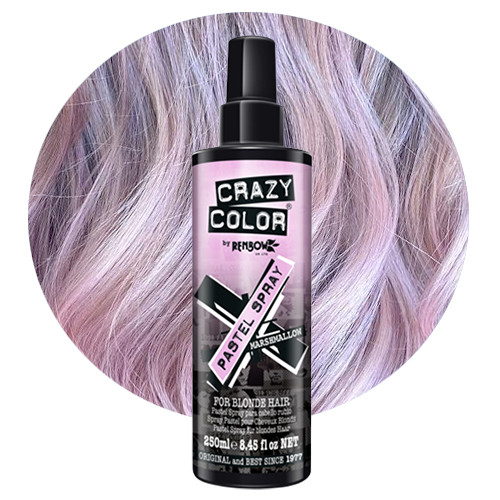 Crazy Color Pastel Spray Marshmallow brush with hair swatch