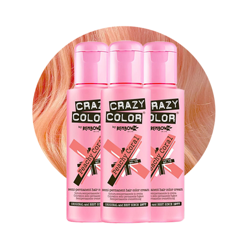 Crazy Color Semi Permanent Hair Dye Peachy Coral Bottle Swatch