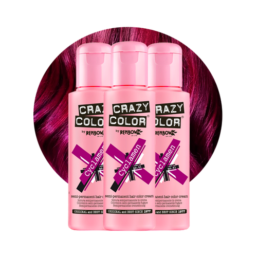 Crazy Color Semi-Permanent Trio Hair Dye Cyclamen Bottle Swatch