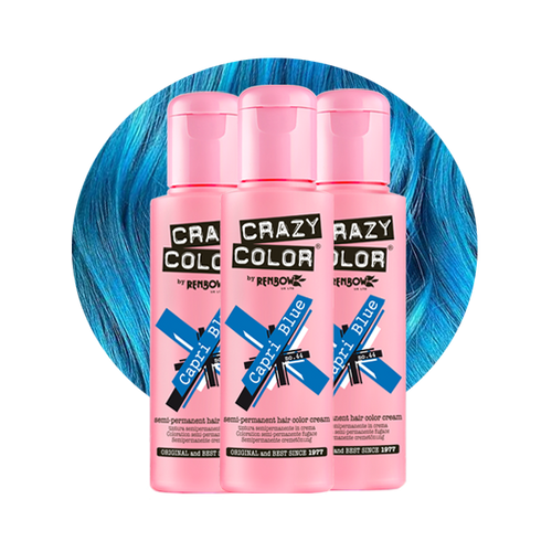 Crazy Color Capri Blue Semi-Permanent Trio Hair Dye Capri Blue Bottle