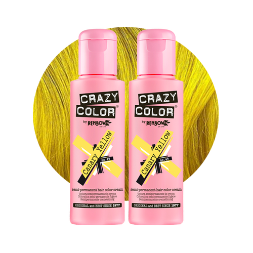 Crazy Color Semi-Permanent Hair Dye Canary Yellow Trio Hair Bottle Swatch