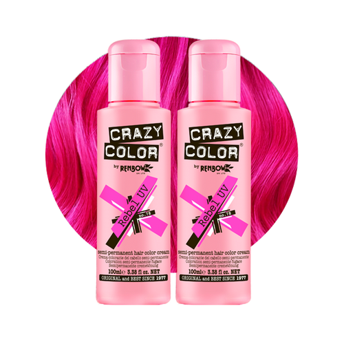 Crazy Color Semi Permanent Trio Hair Dye Rebel UV Bottle Swatch