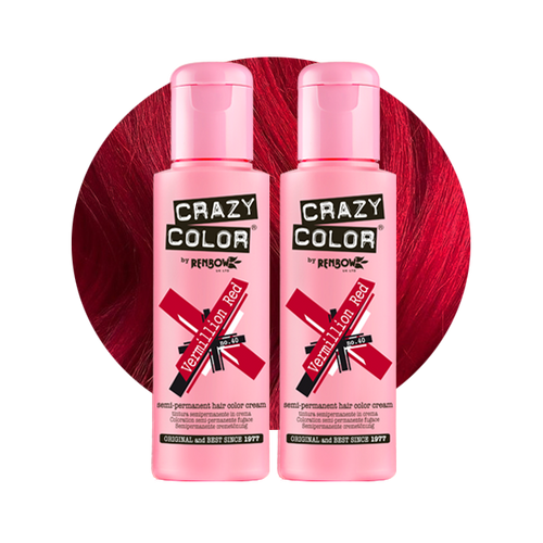 Crazy Color Semi-Permanent Hair Dye Vermillion Red Duo  Bottle Image