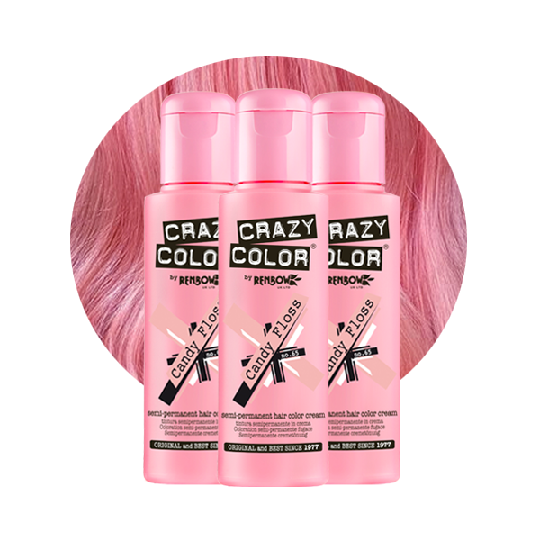 Crazy Color Semi Permanent Hair Colour, Candy Floss 65, 5.07 Oz. 