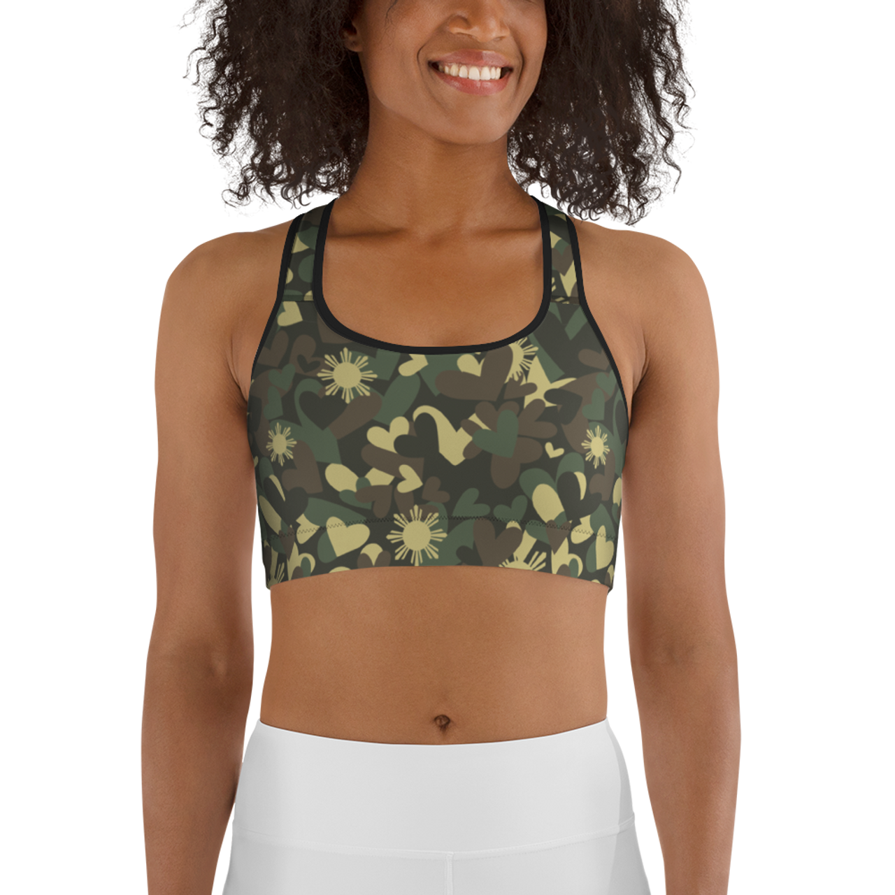 Women's Black Camouflage Sports Bra