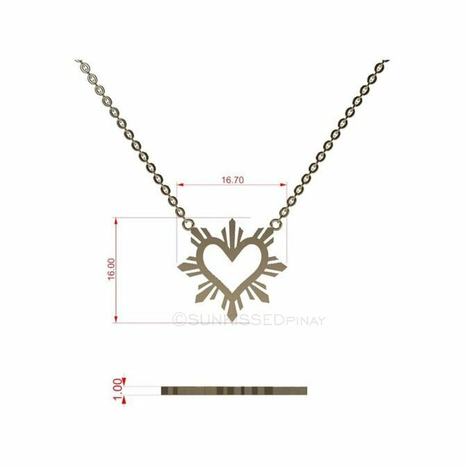 Philippine Heart Sun Necklace 14k Gold