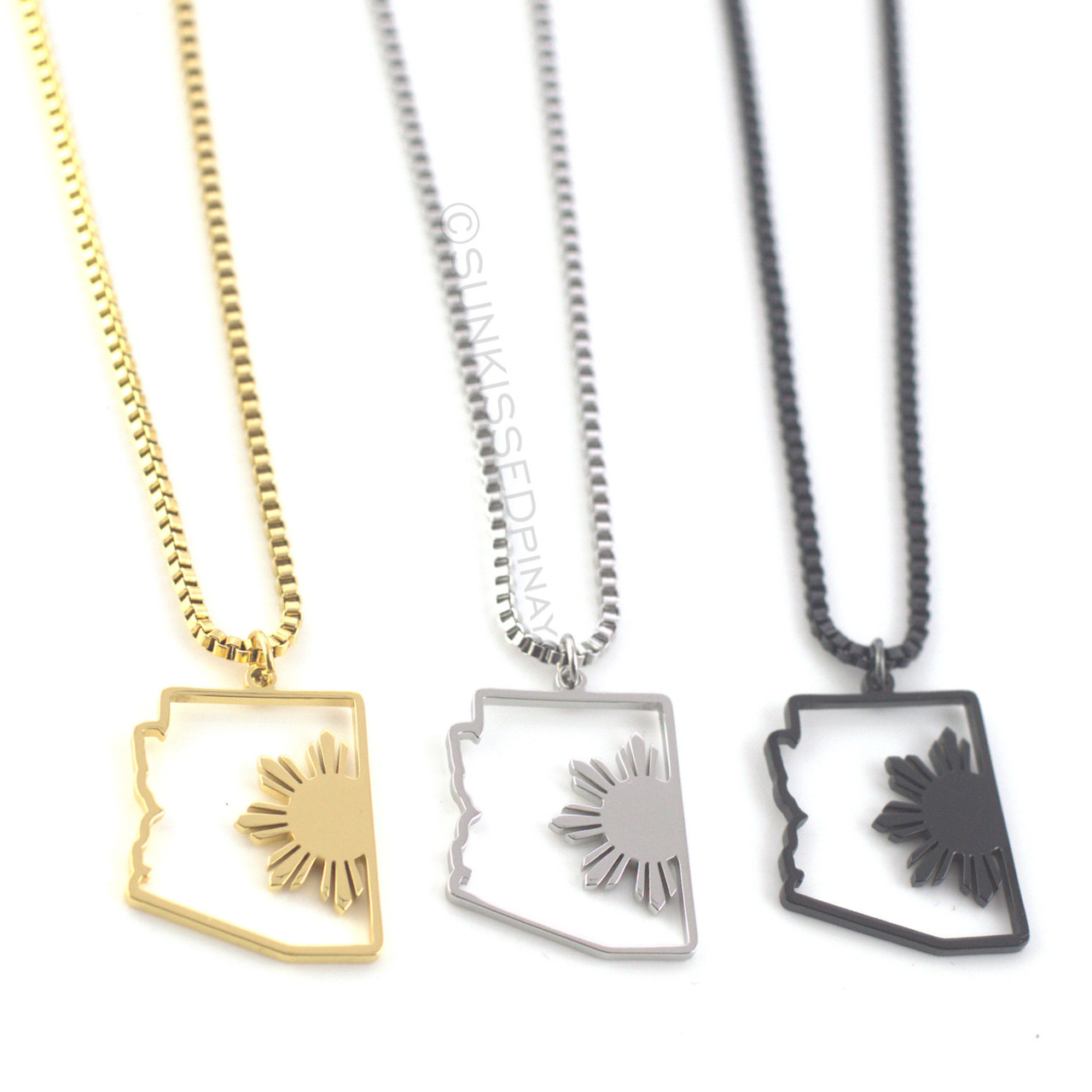 Pride Metal Necklace - Men's 14k Gold Filipino Pride Pendant