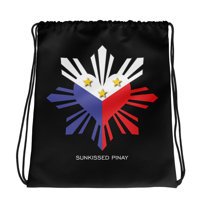Philippine flag heart sun draw string bag