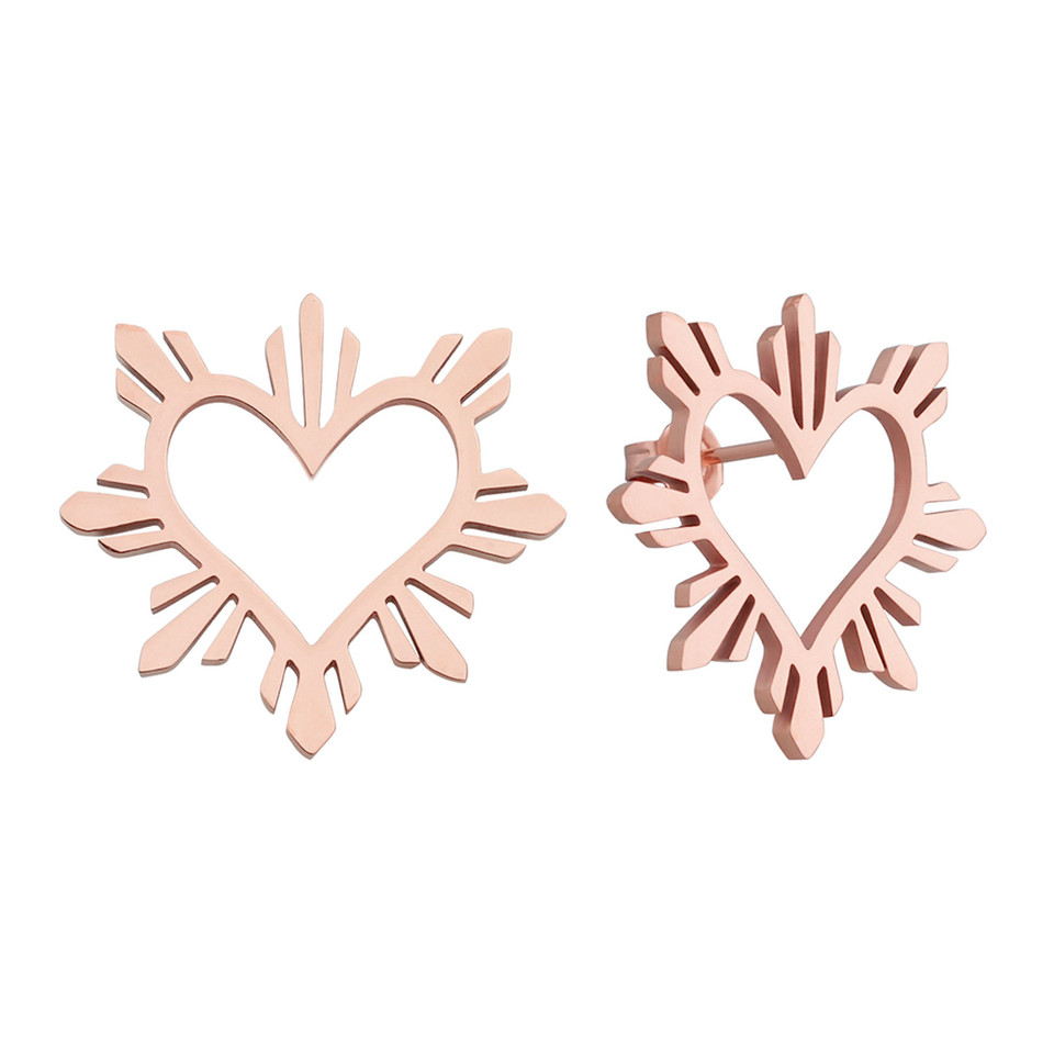 Rose Gold Heart Sun Earrings