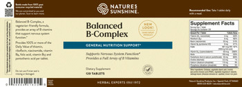 VITAMIN B-COMPLEX, BALANCED (120 Tabs)