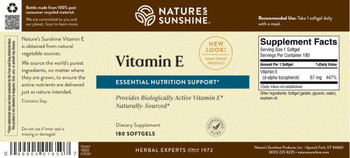 VITAMIN E (100 IU) (180 Softgel Caps)