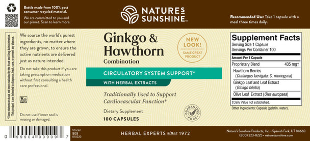 GINKGO & HAWTHORN COMBINATION (100 Caps) [KO]