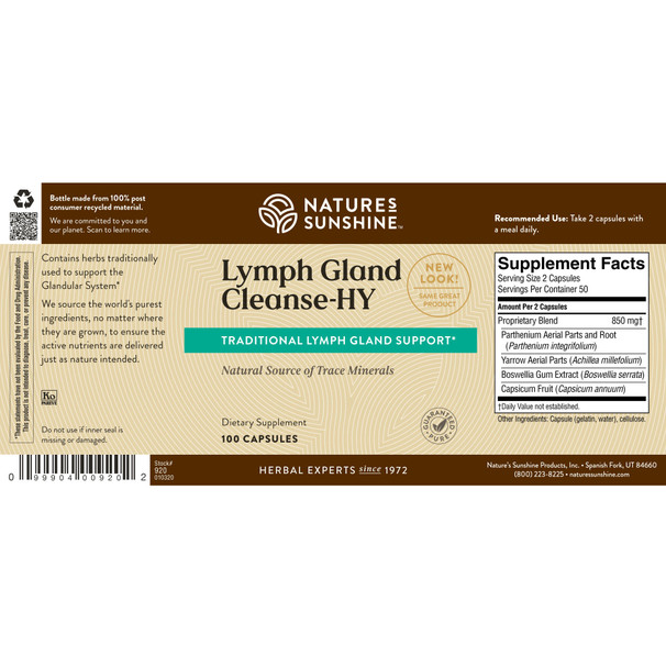 LYMPH GLAND CLEANSE-HY (100 Caps) [KO] - can't ship to California