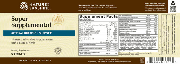 Super Supplemental Vitamin & Mineral (with Iron) (120 Tabs)