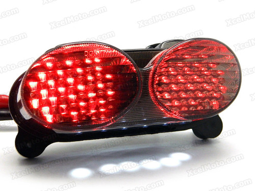 The LED turn signals integrated taillights assembly was compatible with 1998 1999 2000 2001 2002 Kawasaki Ninja ZX-6R, this taillights combines tail lights and turn signals into one unit and are more functional.