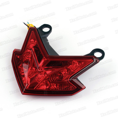 The LED turn signals integrated taillights assembly was compatible with 2013 2014 Kawasaki Ninja ZX-6R, this taillights combines tail lights and turn signals into one unit and are more functional.