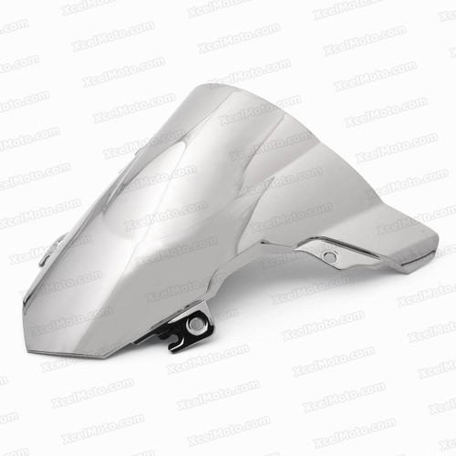 Motorcycle racing windscreen for 2015 BMW S1000RR, formed with a wedge-shaped bubble in the center of the windscreen, the racing windscreen is an efficient design that deflects wind off the rider, allowing higher speeds and improved rider comfort.