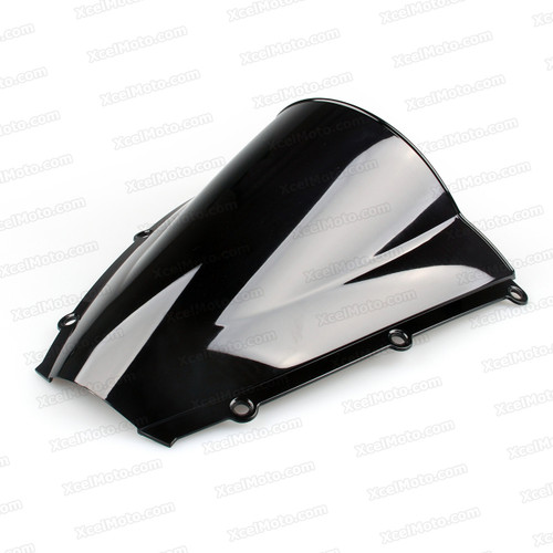 Motorcycle racing windscreen for 2003 2004 Honda CBR600RR, formed with a wedge-shaped bubble in the center of the windscreen, the racing windscreen is an efficient design that deflects wind off the rider, allowing higher speeds and improved rider comfort.