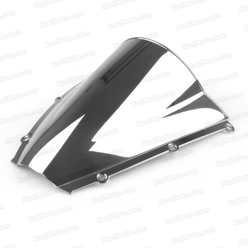 Motorcycle racing windscreen for 2003 2004 Honda CBR600RR, formed with a wedge-shaped bubble in the center of the windscreen, the racing windscreen is an efficient design that deflects wind off the rider, allowing higher speeds and improved rider comfort.